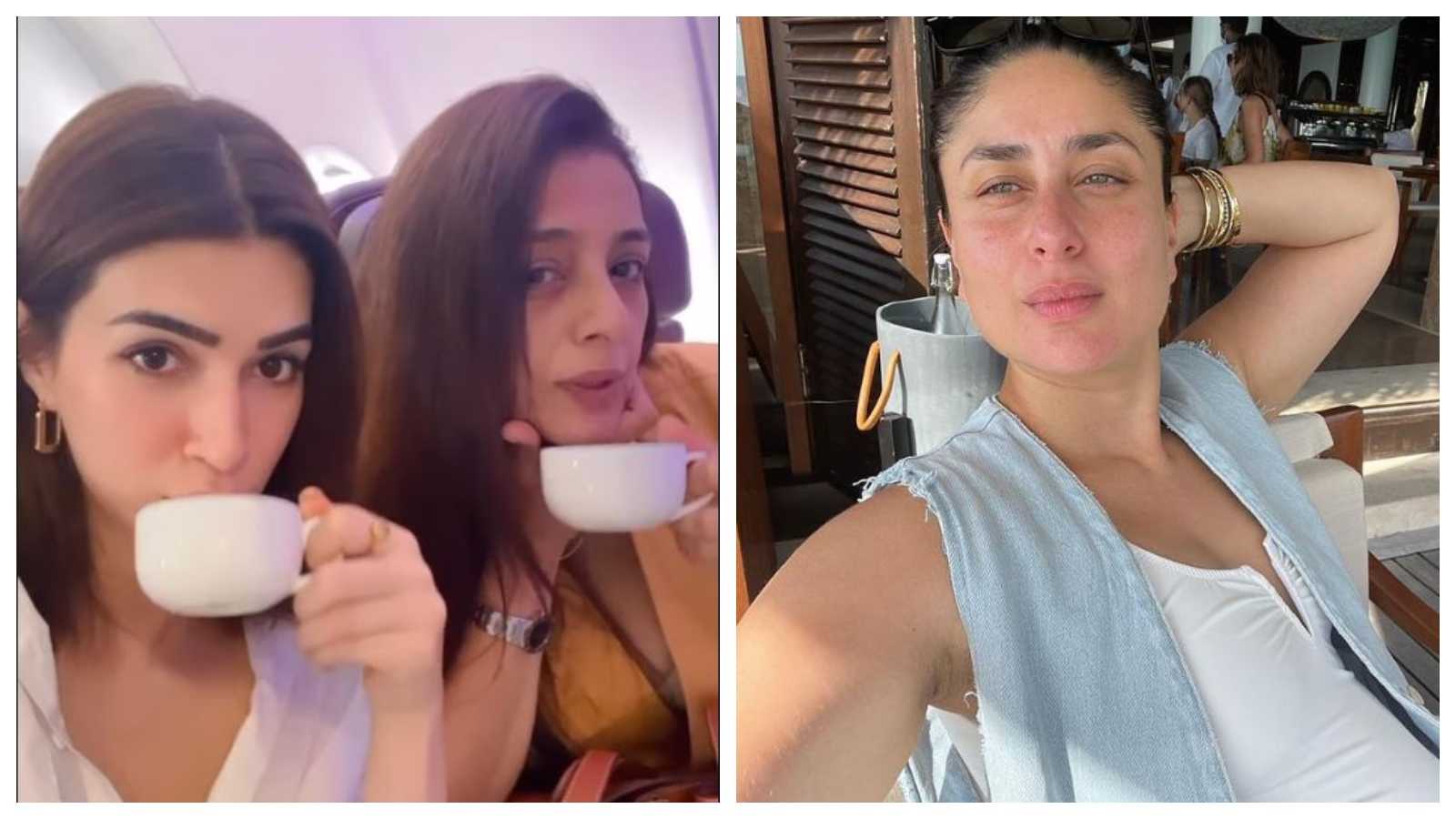 'Where are the biscuits ladies?': Kareena reacts to The Crew co-stars Kriti and Tabu's 'Chai Pe Charcha' inside plane
