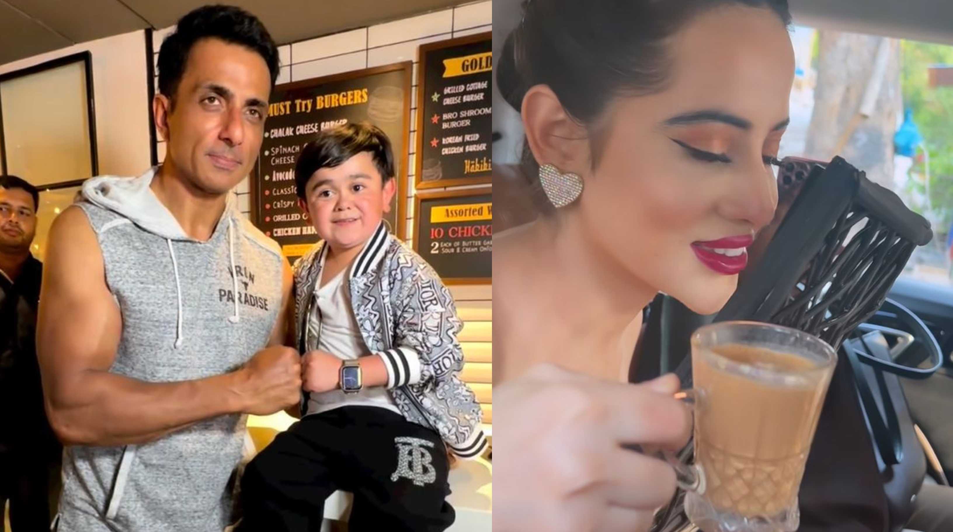 Sonu Sood visits Abdu Rozik’s burger joint; Uorfi Javed’s creative outfit comes in the way of her love for tea
