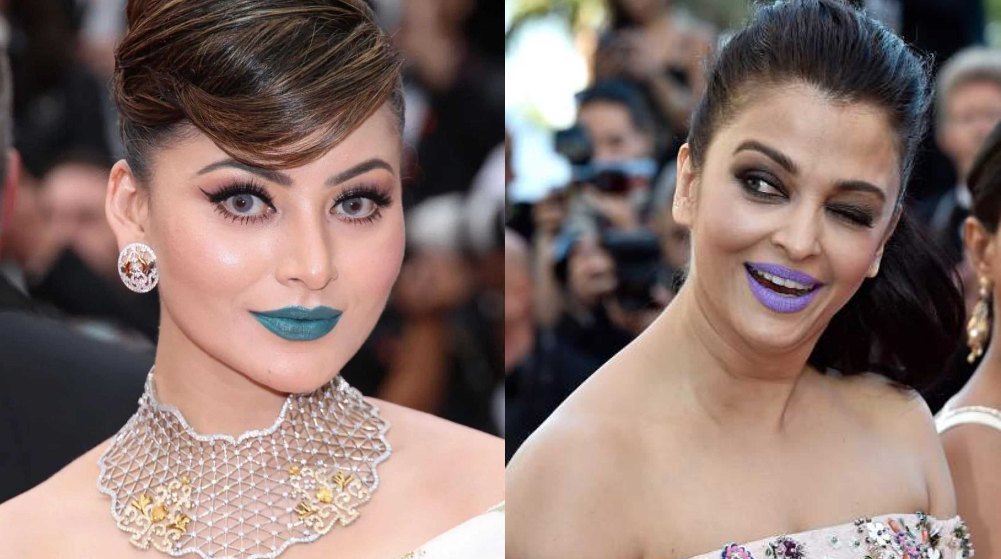 ‘Konsa gola chusa hai’: After Aishwarya’s purple pout, Urvashi Rautela wears blue lipstick to Cannes; netizens react