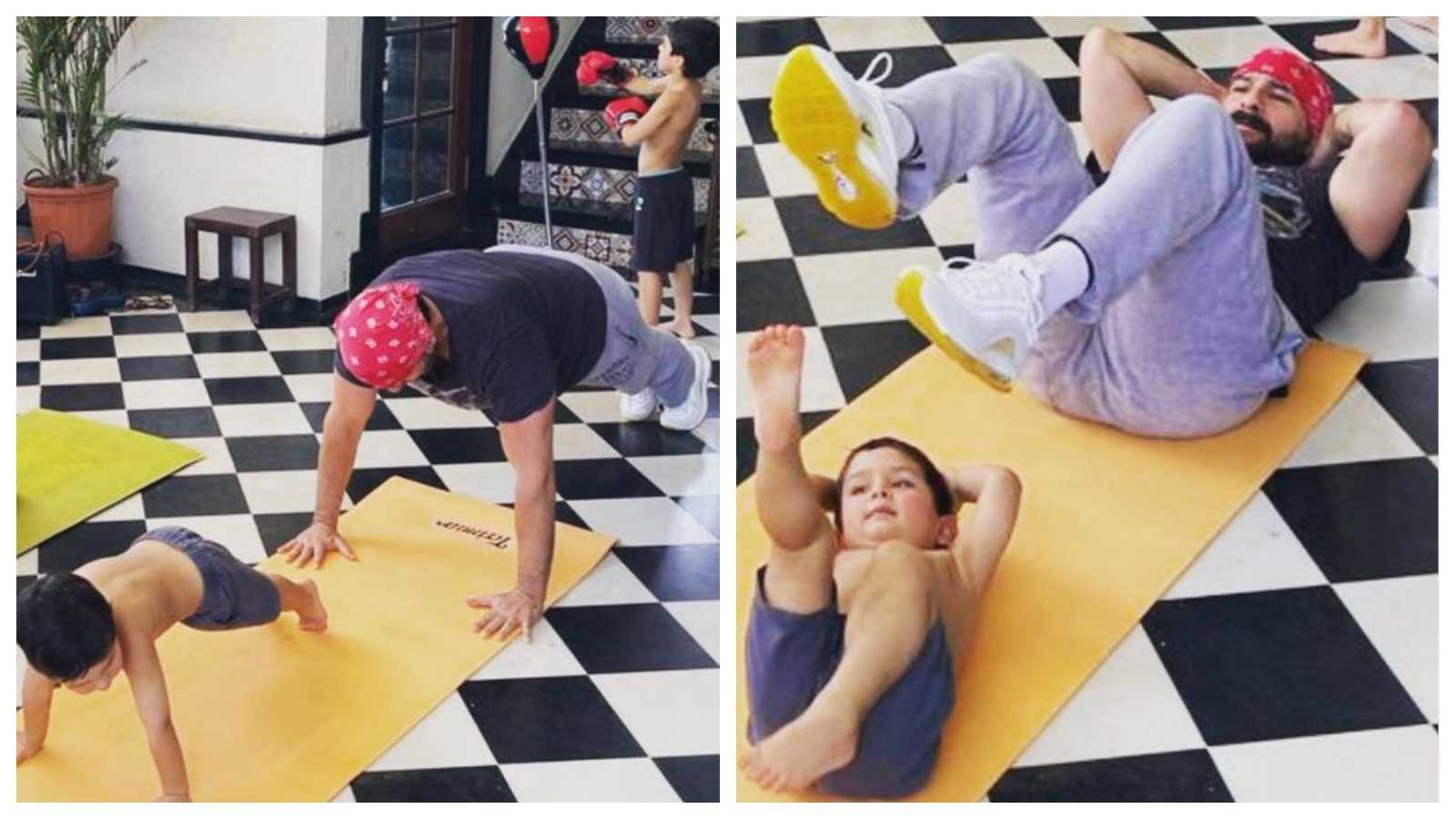'Ravan doing yoga': Kareena captures Saif performing asanas with Taimur & Jeh on International Yoga Day, netizens react