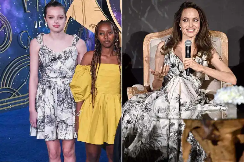 Angelina and Shiloh in the same Dior dress (Source: People)