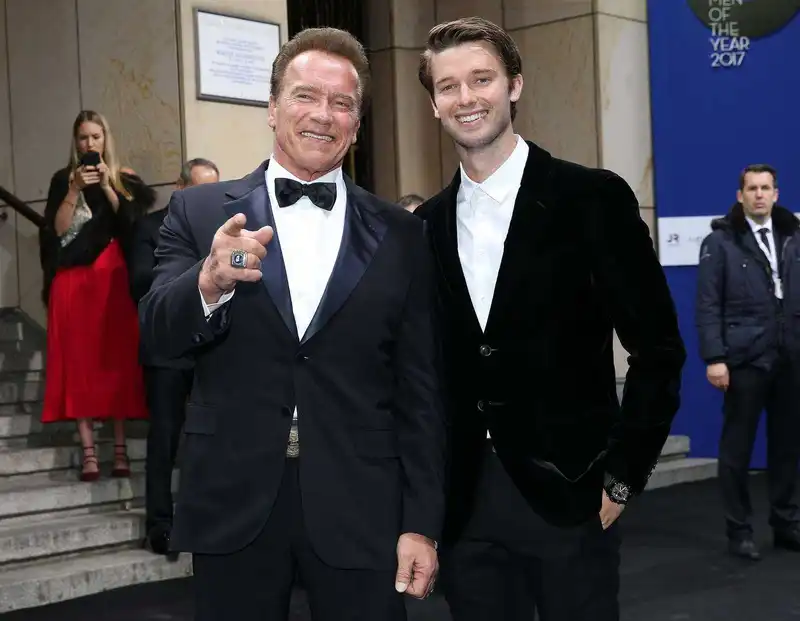 <p>Arnold Schwarzenegger and Patrick Schwarzenegger (Source: People)</p>