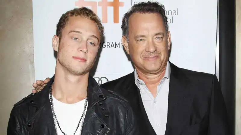 <p>Chet and Tom Hanks (Source: ABC News)</p>