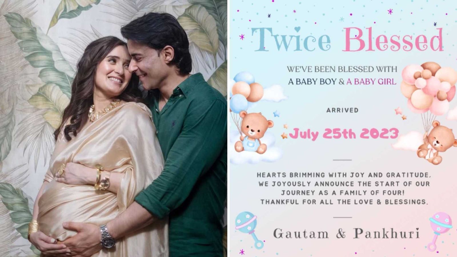 Gautam Rode and Pankhuri Awasthy embrace 'new chapter as a family of four', welcome twins