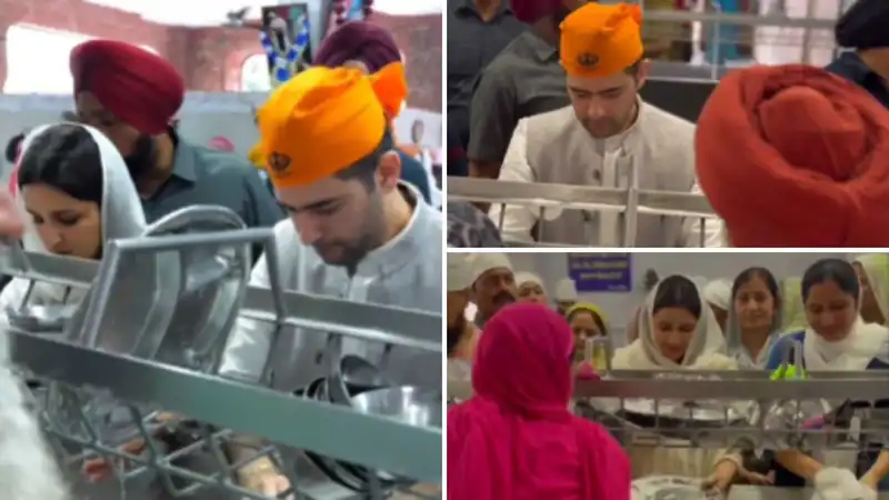 'Dikhava kyu ho raha he lekin': Parineeti Chopra and Raghav Chadha perform Sewa by washing dishes at Golden Temple, netizens react