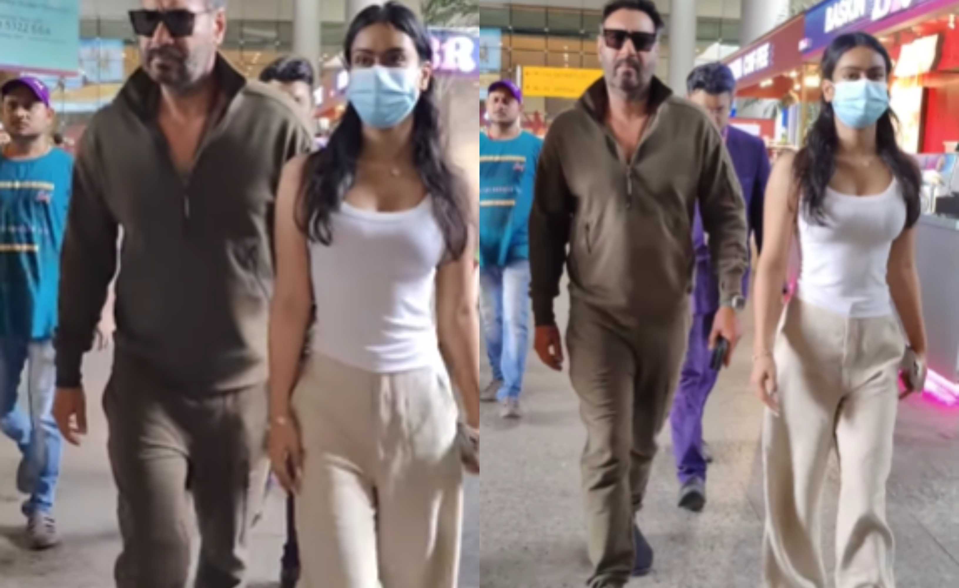 अजय देवगन बेटी नीसा के साथ एयरपोर्ट पर आये नज़र, बॉडीगार्ड की तरह करते दिखे सुरक्षा