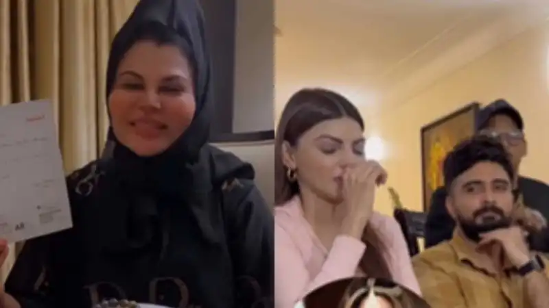 Rakhi Sawant, Sherlyn Chopra and Adil Khan Durrani