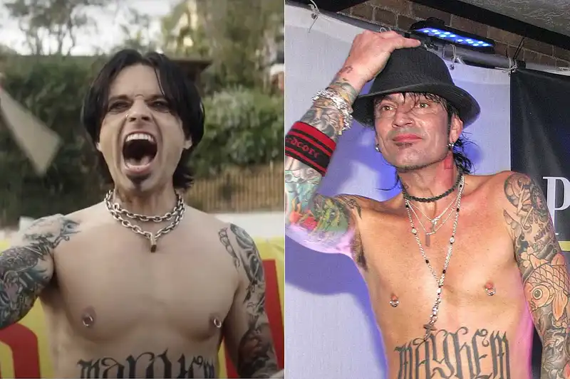 <p>Sebastian Stan and Tommy Lee (Source: Loudwire)</p>