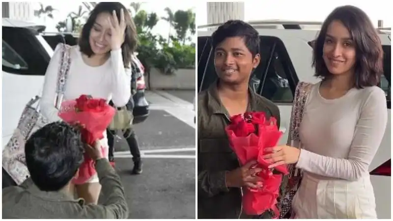 'Look at her fake acting': Shraddha Kapoor receives a bouquet of roses from a fan at airport, gets trolled