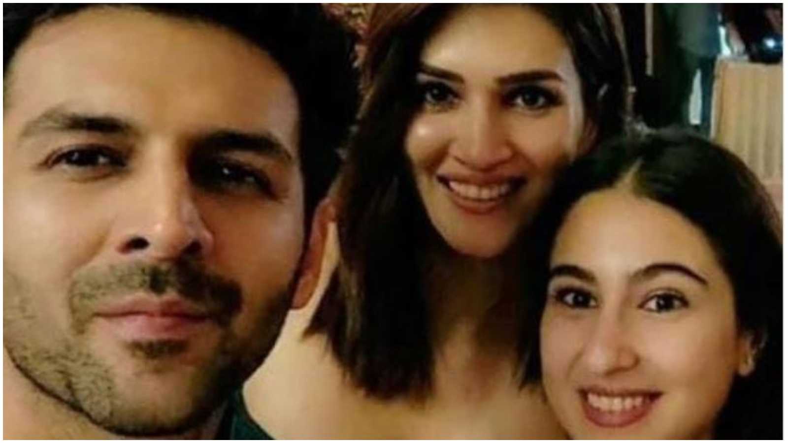 'Kabab me Kriti': Kartik Aaryan's selfie with Sara Ali Khan and Kriti Sanon evokes hilarious reactions