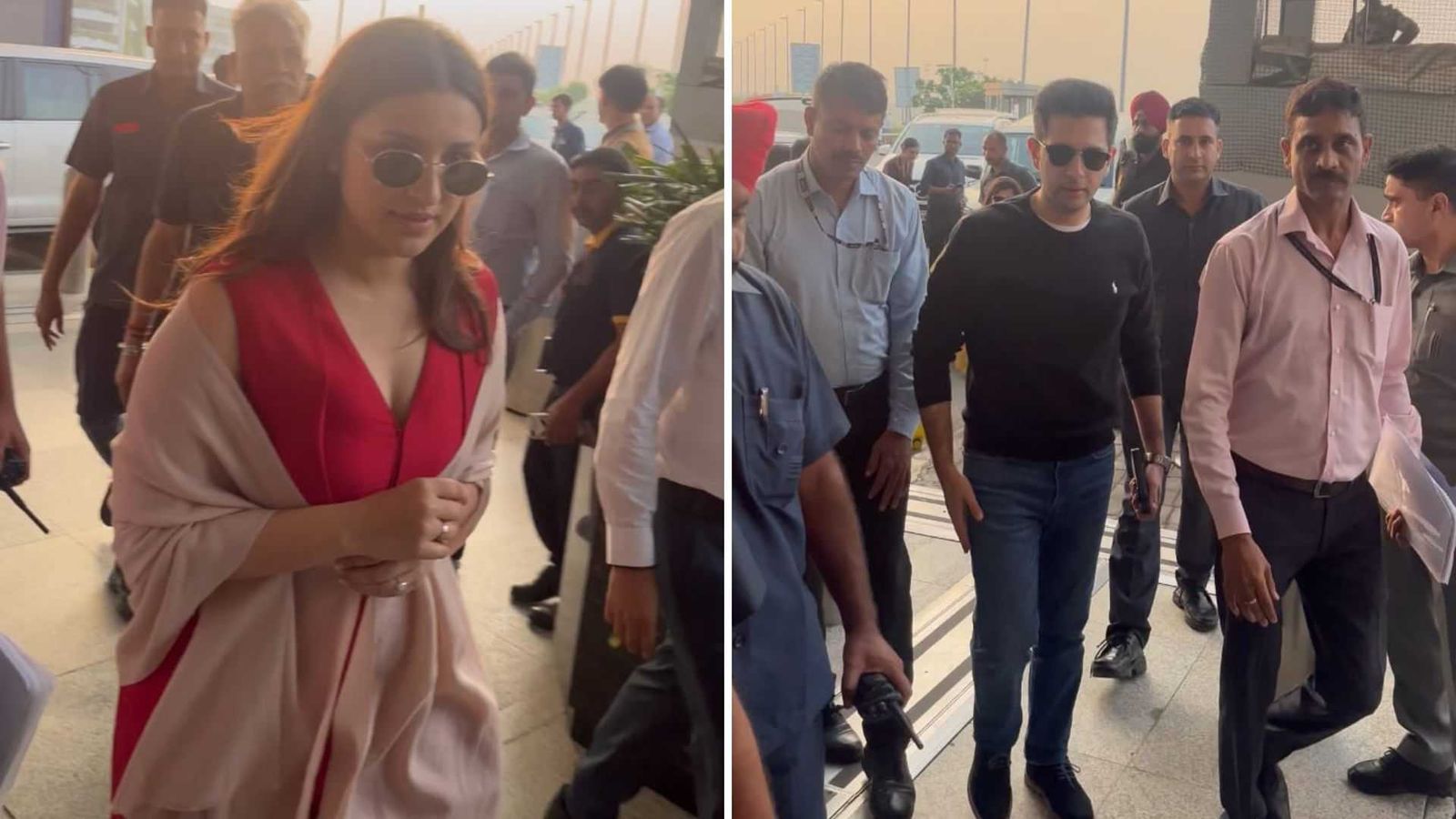 Parineeti Chopra and Raghav Chadha cannot stop beaming as they arrive in Udaipur for their grand wedding, watch