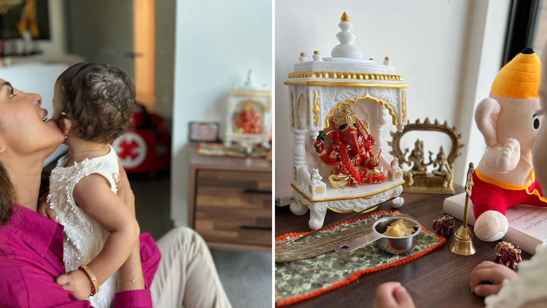 प्रियंका चोपड़ा ने अपने ससुराल में मनाया गणेश उत्सव, बेटी मालती को भी सिखाई पूजा