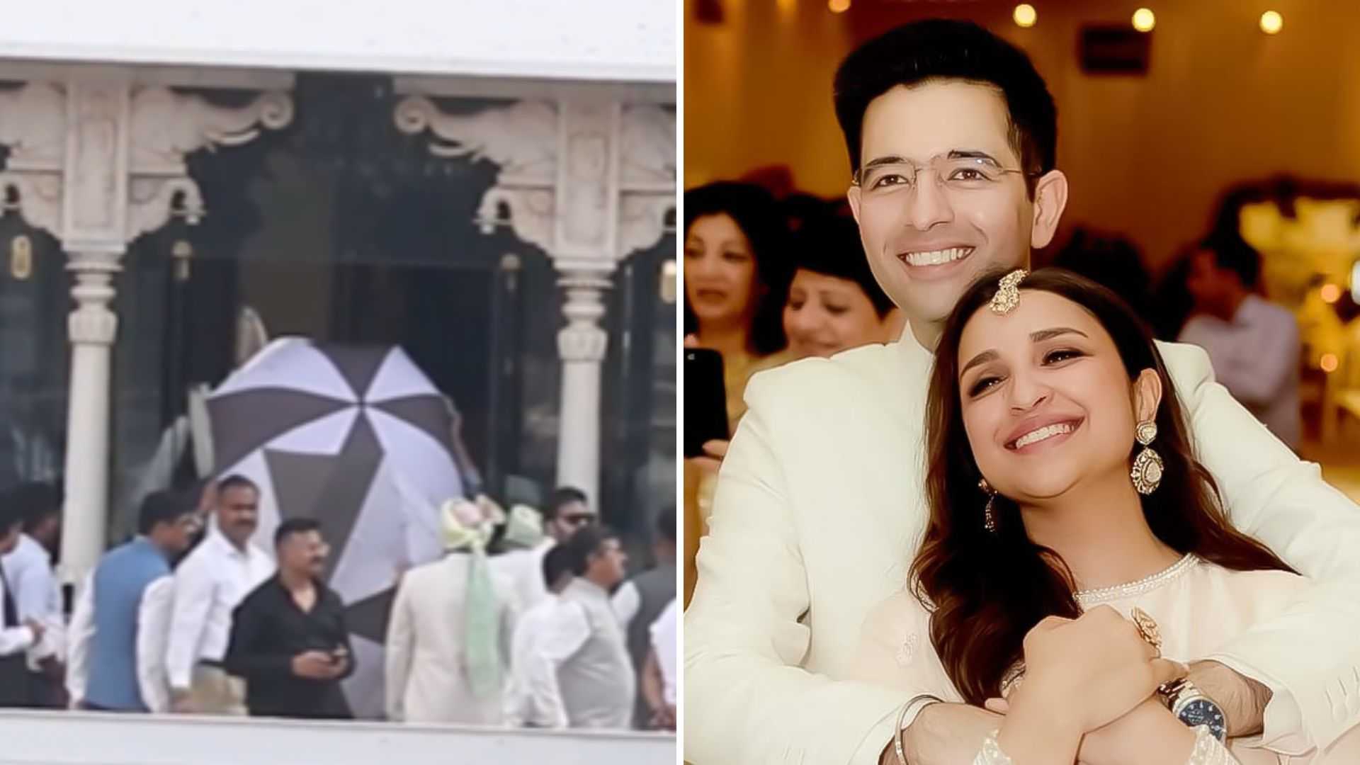Parineeti Chopra and Raghav Chadha keep their wedding looks hidden from paps using umbrella and sheets, get trolled