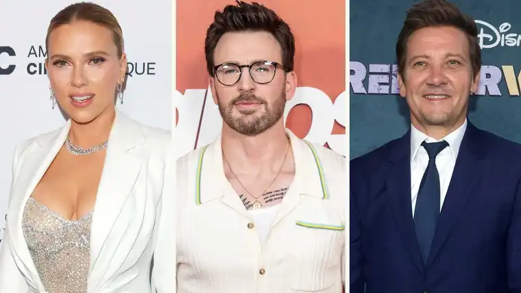 Scarlett Johansson, Chris Evans, and Jeremy Runner (Source: 8days)