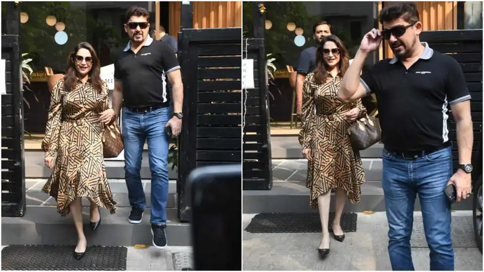 Madhuri Dixit clicked with her husband Dr Nene
