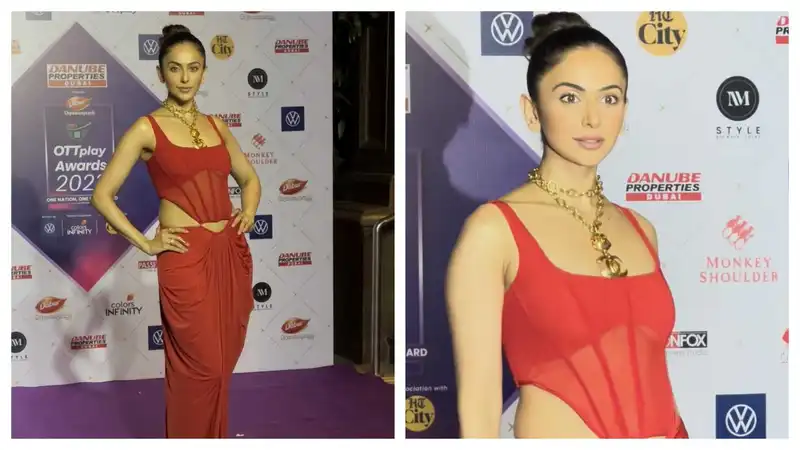 <p>Rakul rocks the purple carpet at OTTplay Awards 2023</p>