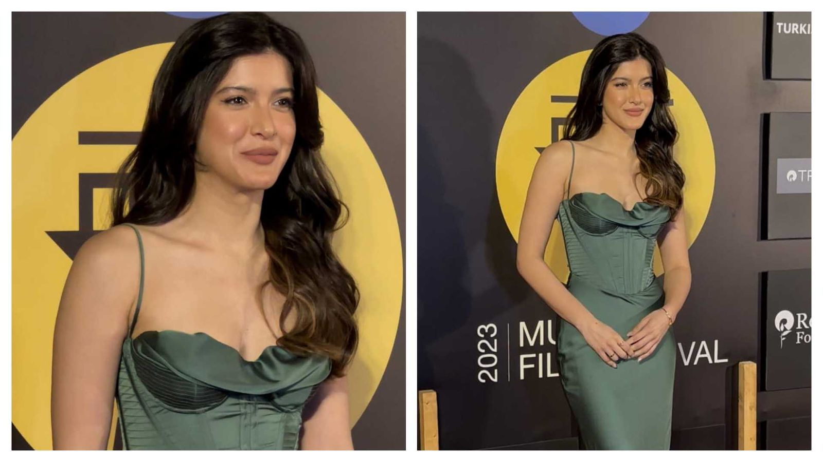 <p>Shanaya Kapoor looks stunning in a green gown</p>