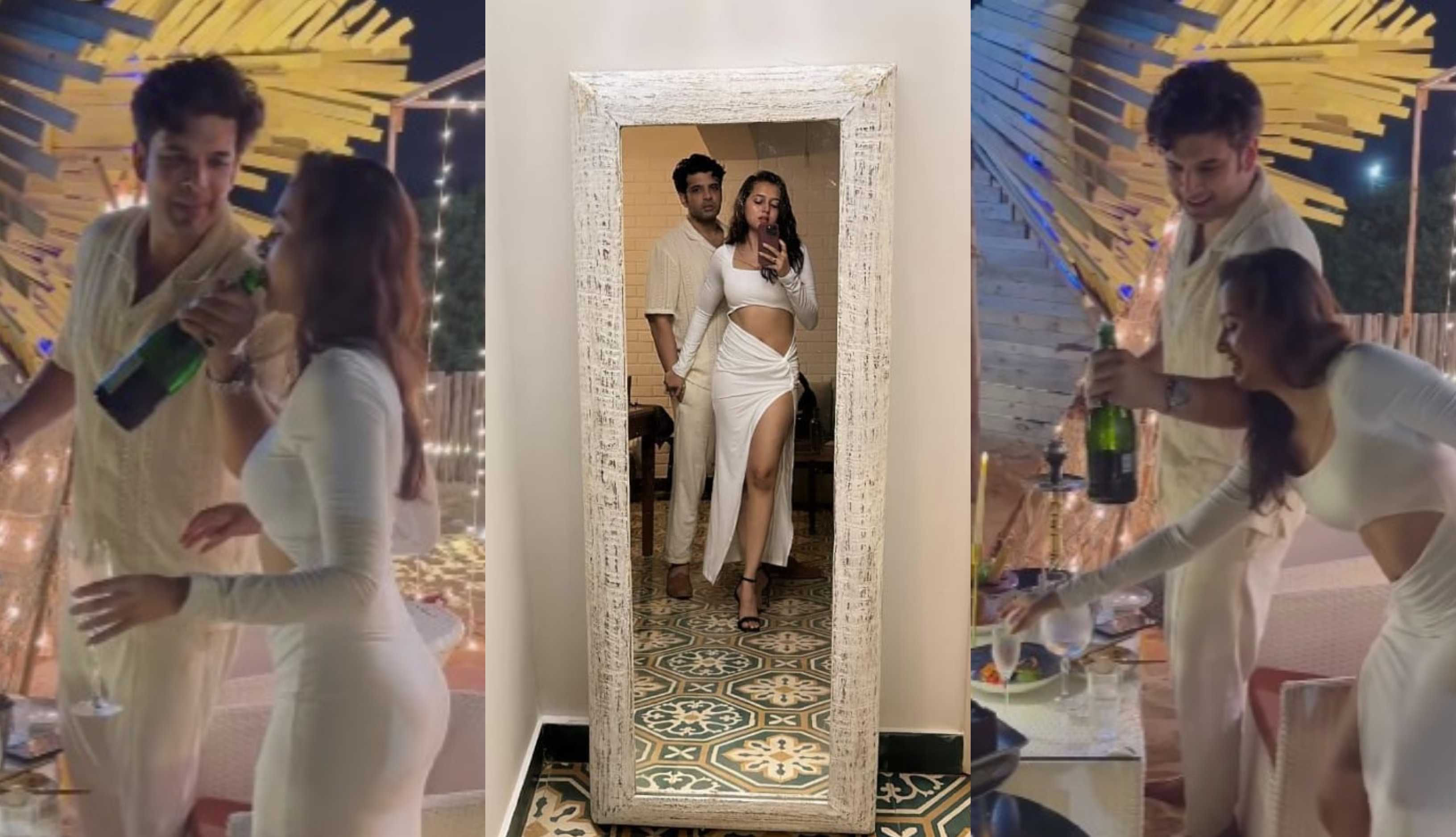 Tejasswi Prakash and Karan Kundrra ring in latter’s birthday in Goa with champagne and cake twinning in white; watch