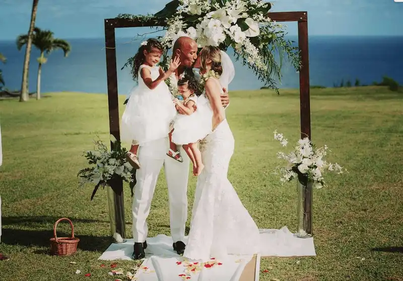 <p>Dwayne Johnson's wedding (Source: People)</p>