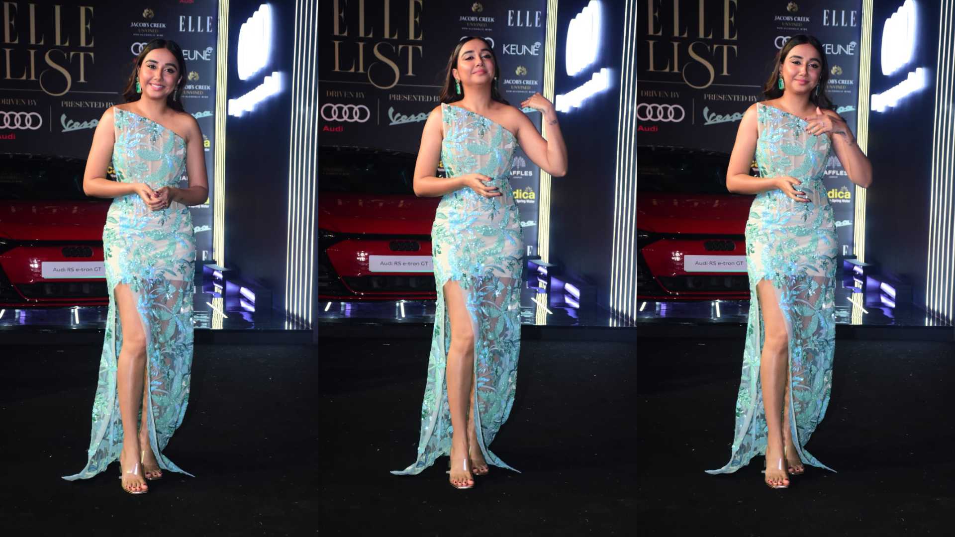 Prajakta Koli enchants in a pastel blue, floral sheer gown at an awards event, Pics inside