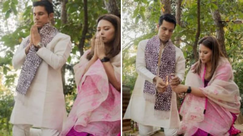 Randeep Hooda and Lin Laishram seek blessings at a temple in Imphal ahead of their wedding