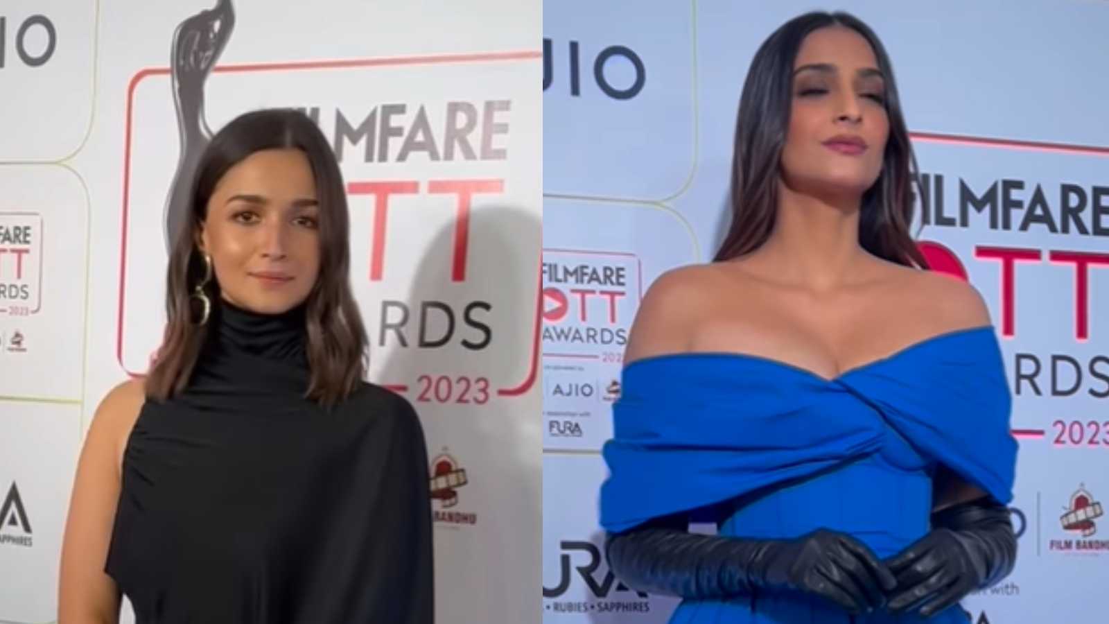 Alia Bhatt proves black is her colour, Sonam Kapoor makes heads turn in blue at an award ceremony; watch