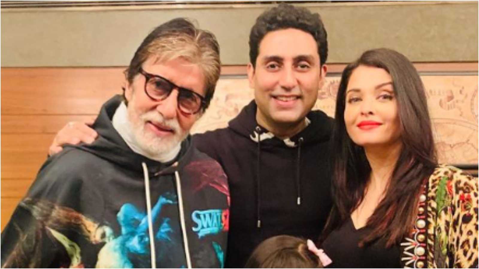 Aishwarya Rai Bachchan with Abhishek Bachchan and Amitabh Bachchan