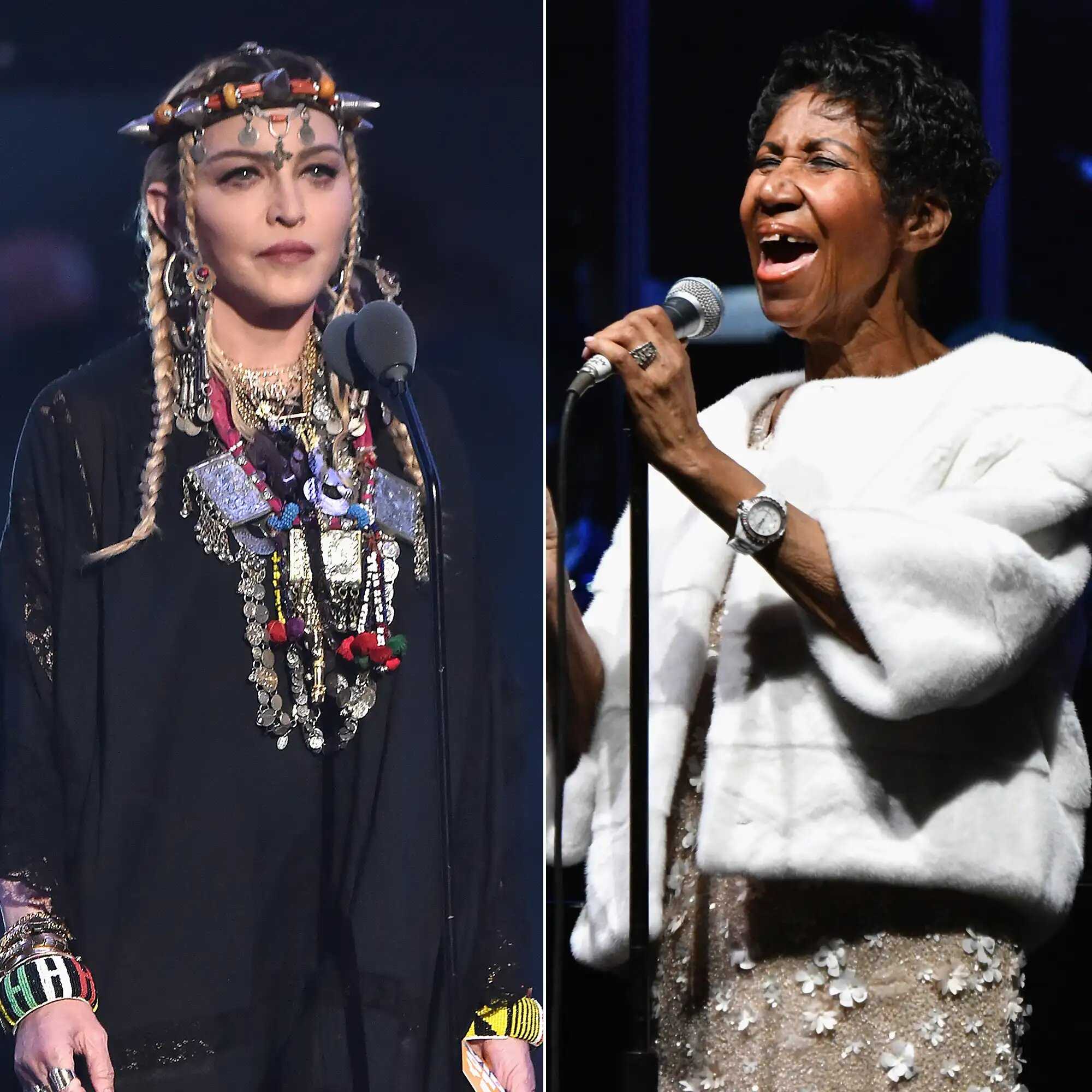 <p>Madonna and Aretha Franklin (Source: Us Weekly)</p>