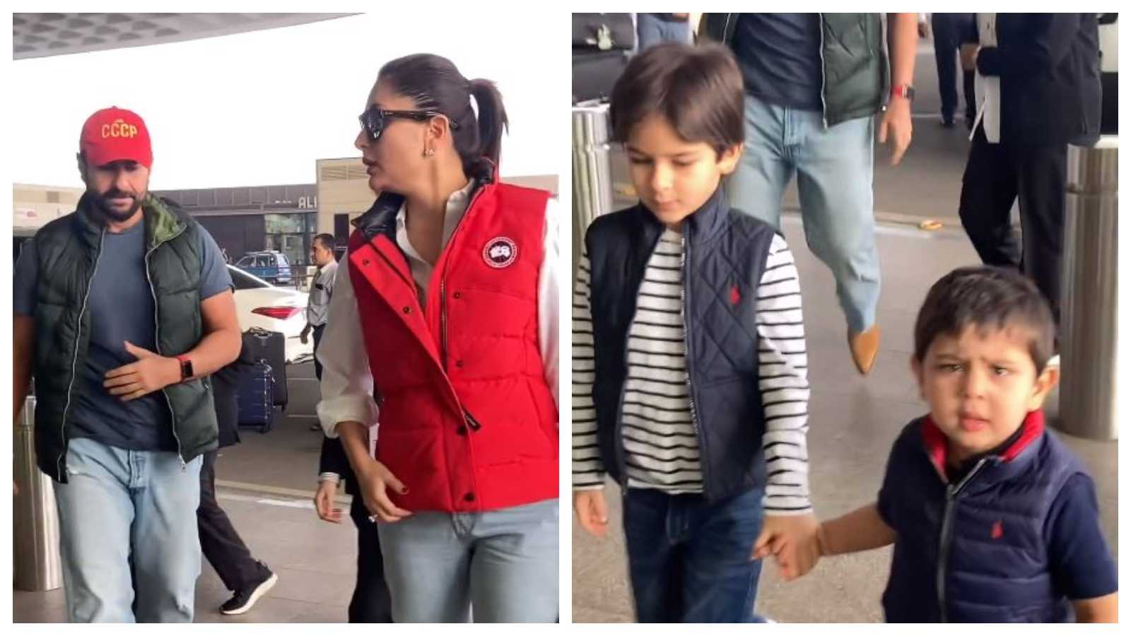 'They look like vintage kids': Saif Ali Khan, Kareena Kapoor Khan get clicked with Taimur and Jeh at airport; netizens react