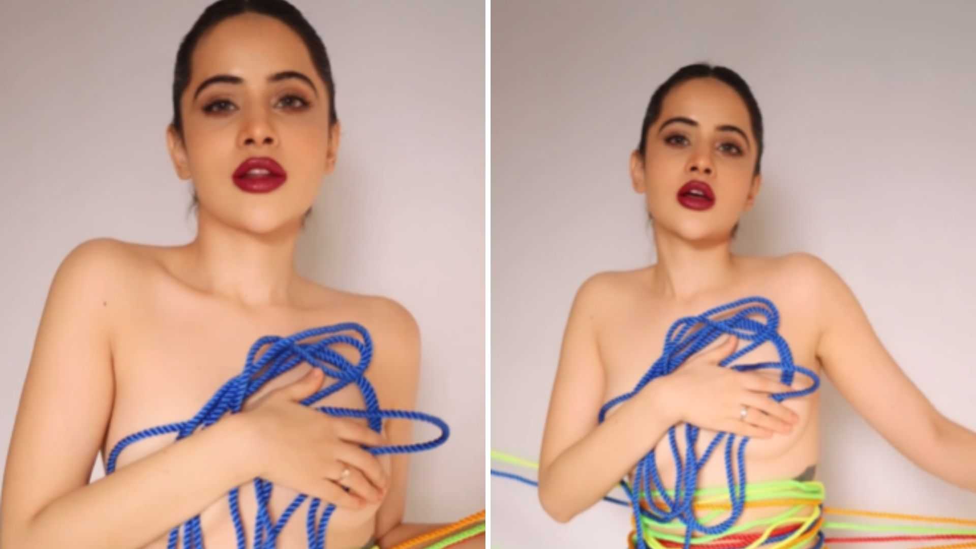 'Khul kar besharmi' : Uorfi Javed gets trolled for covering her modesty with colourful ropes, watch