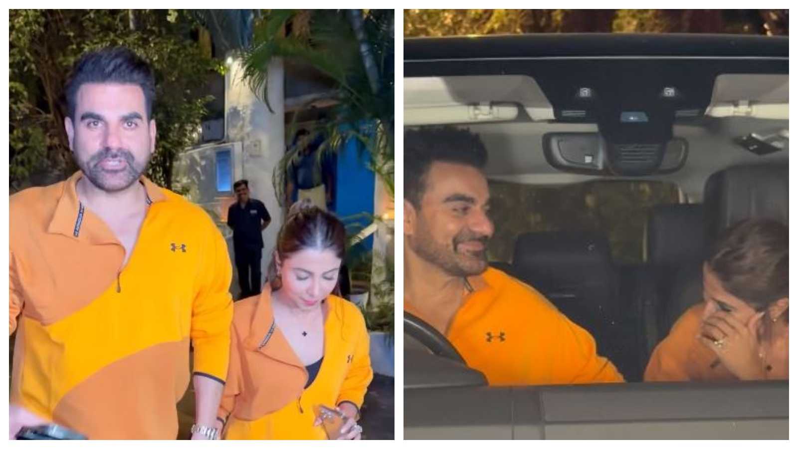 'Why does she hides her face?': Newlyweds Arbaaz Khan and Sshura Khan twin in orange for a night out, netizens react
