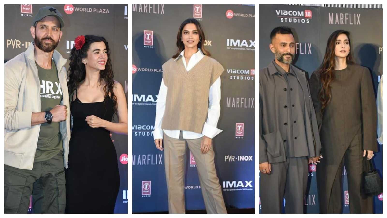 Fighter screening: Hrithik Roshan poses with Saba Azad; Deepika Padukone, Sonam Kapoor and others arrive in style