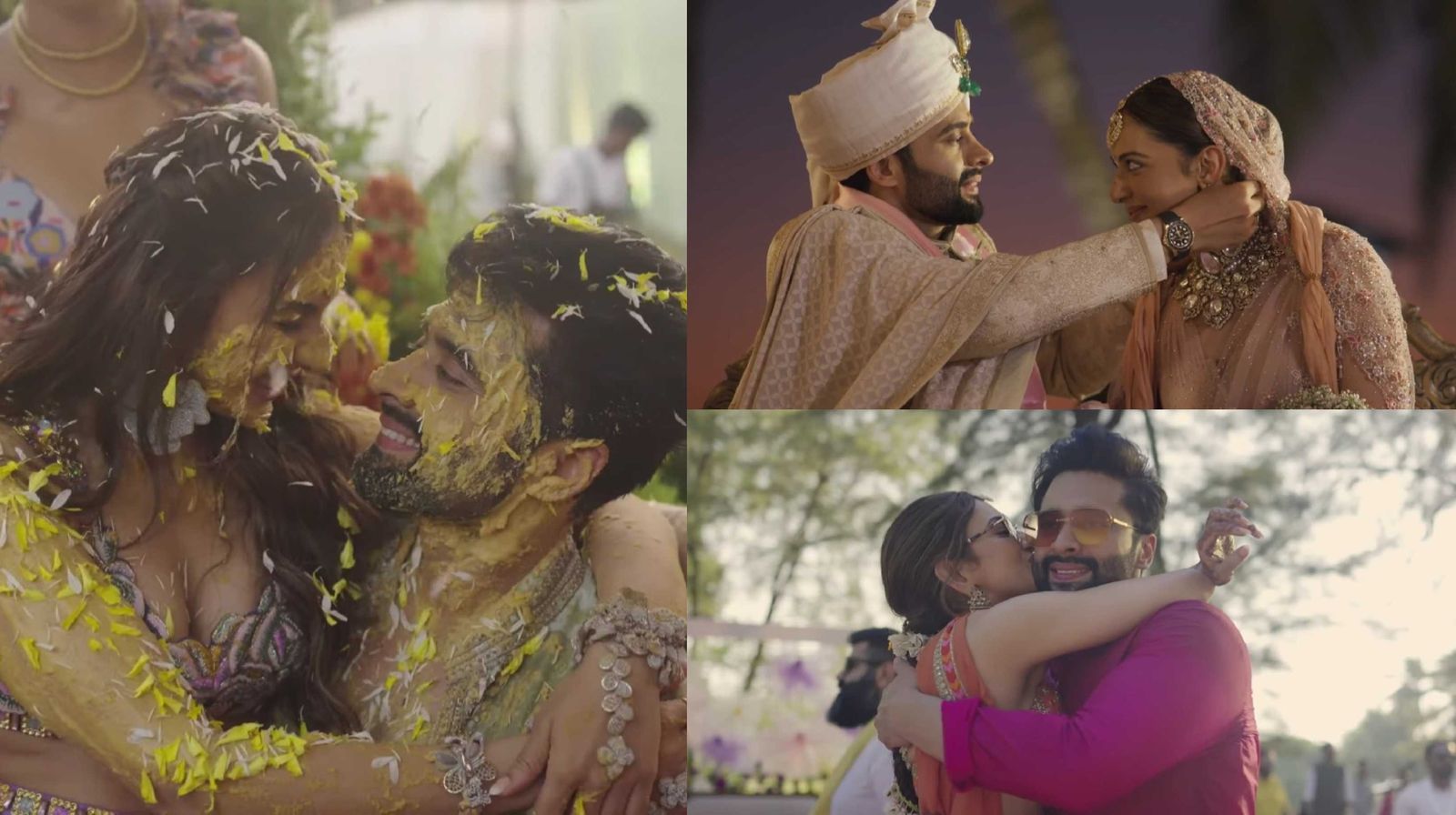 Rakul Preet Singh sits on Jackky Bhagnani’s lap for haldi, dances down the aisle in fairytale wedding video; watch