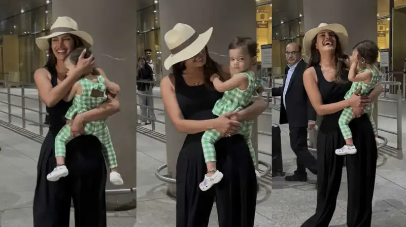 Priyanka Chopra Jonas’ daughter Malti Marie cutely greets paparazzi as she returns to India; watch