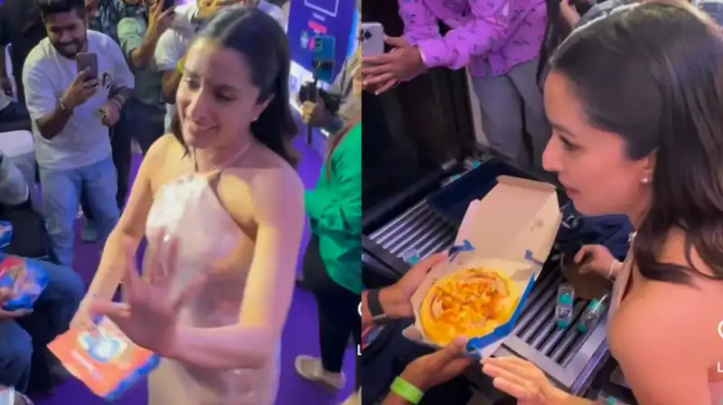 ‘Crime master gogo ki beti’: Shraddha Kapoor takes pizza from paparazzi after walking the red carpet of an award show