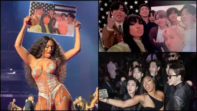 Need another collab! Megan Thee Stallion flaunts BTS poster at her concert; ARMY and Hotties cheer
