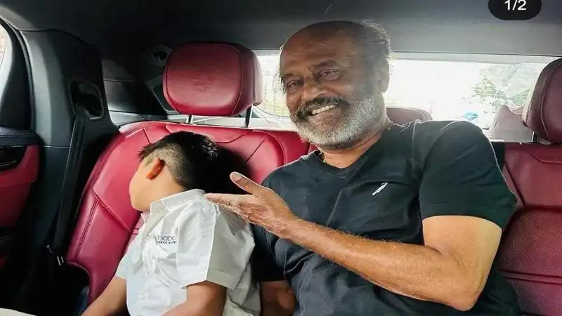 Rajinikanth with his grandson Ved.