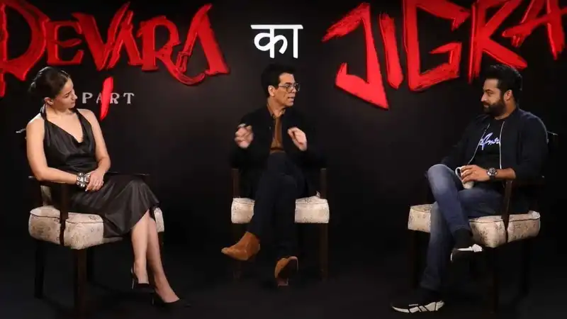 Alia Bhatt, Karan Johar and Jr NTR discuss Devara and Jigra.