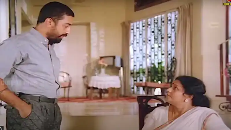 Kamal Haasan and Kaviyoor Ponnamma in Sathya (Photo: YouTube screengrab)