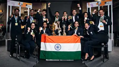 Olympiad 2024: WATCH Indian chess stars recreate Lionel Messi-Rohit Sharma's famous 'trophy walk' after winning gold