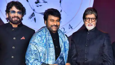 Amitabh Bachchan felicitates Chiranjeevi with ANR National Award 2024 | WATCH