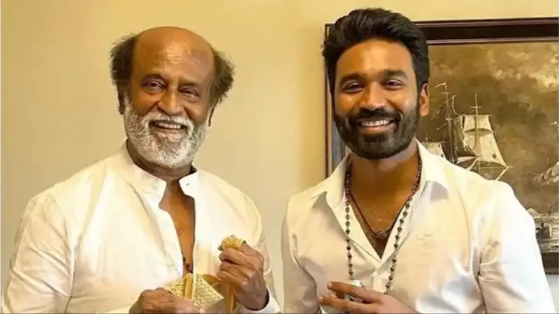 <p>Rajinikanth and Dhanush</p>