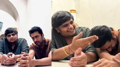 Suriya 44: Suriya gets goofy with director Karthik Subbaraj on set | See PICS