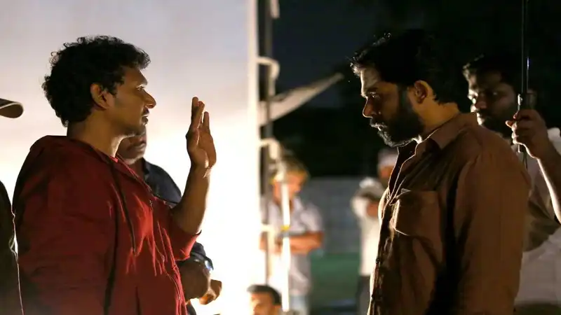 Lokesh Kanagaraj and Karthi on the sets of Kaithi.