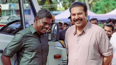 PIC: Mammootty beams with joy as he joins Vinayakan on set; kickstarts shooting for upcoming film in Nagercoil