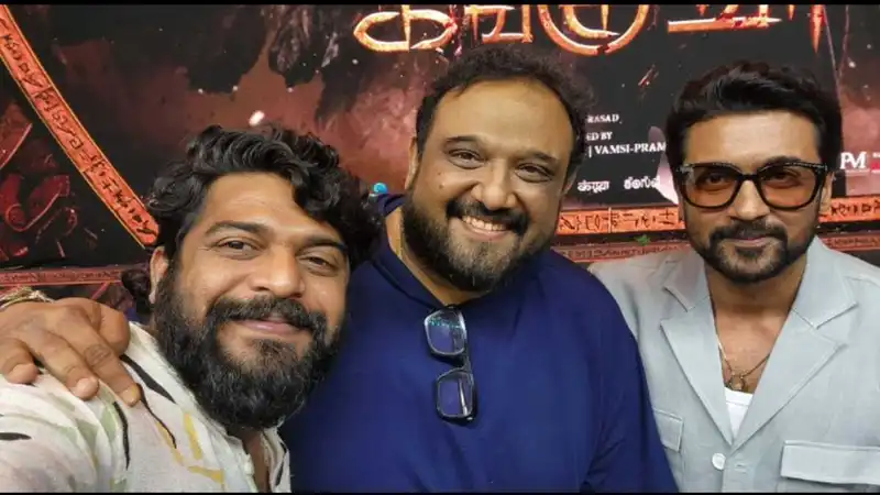 Nishadh Yusuf with director Siva and Suriya.