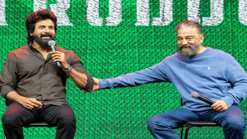 Sivakarthikeyan and Kamal Haasan during promotions of Amaran.