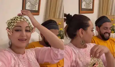 Sonakshi Sinha and 'pati' Zaheer Iqbal fast for each other on their first Karwa Chauth; his reason will make you go LOL | Watch