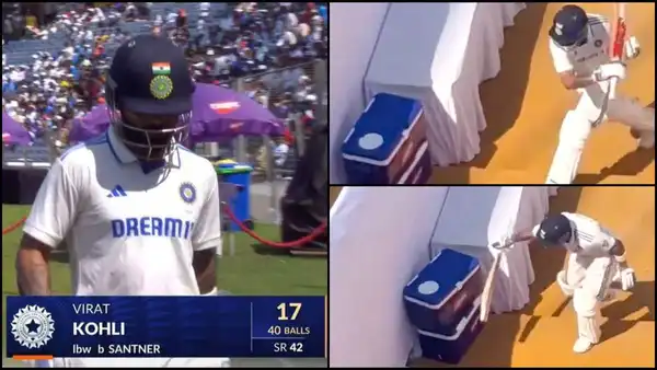 IND vs NZ: Virat Kohli's anger erupts, ice box gets the brunt after losing wicket loss during 2nd Test | WATCH