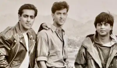 Hrithik Roshan drops a priceless throwback pic with Salman Khan and Shah Rukh Khan - 'I look like a young Kabir with Karan and Arjun'